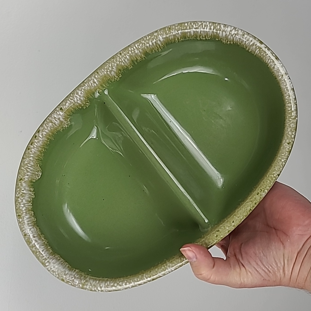 Vintage Green and Cream Divided Bakeware Dish